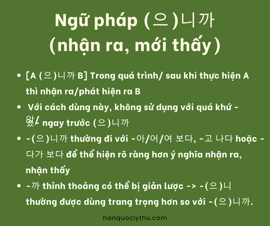 Ngữ pháp (으)니까: nhận ra, mới thấy - Giải thích kèm ví dụ dễ hiểu