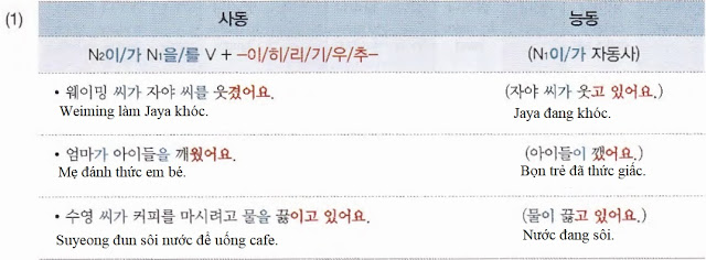 Thể sai khiến 사동사 tiếng Hàn - Cách dùng 이/히/리/기/우/추 và 게 하다