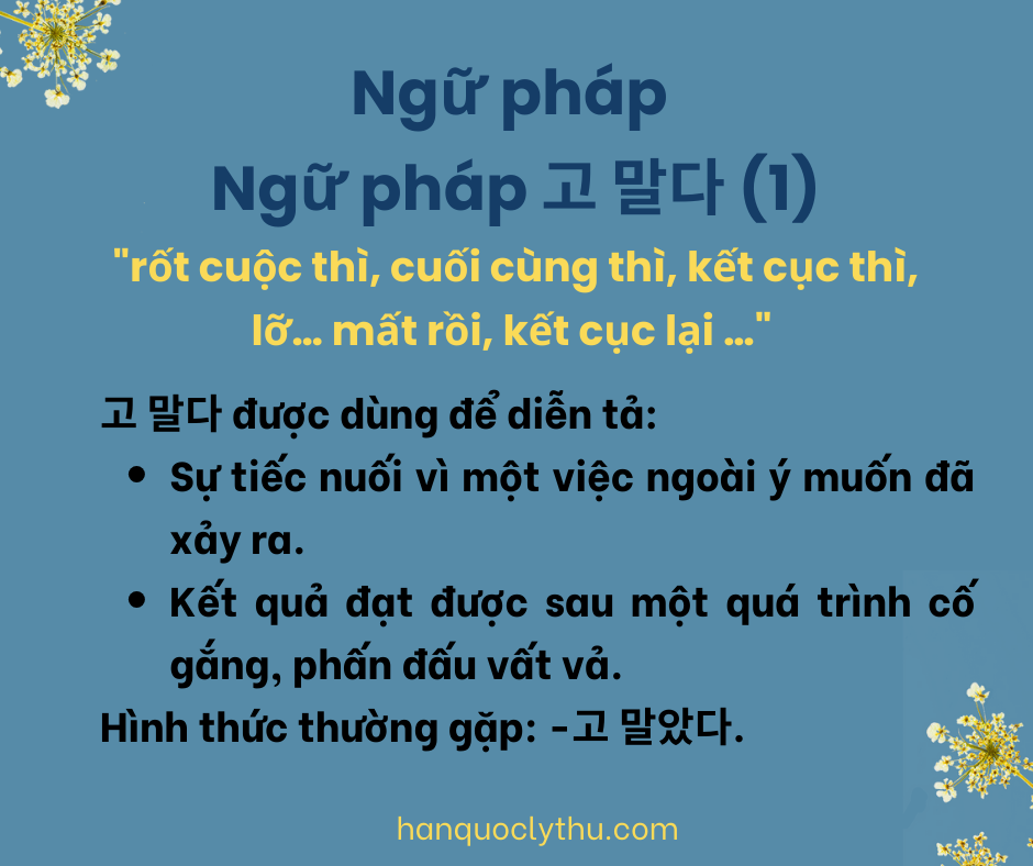 Ngữ pháp 고 말다