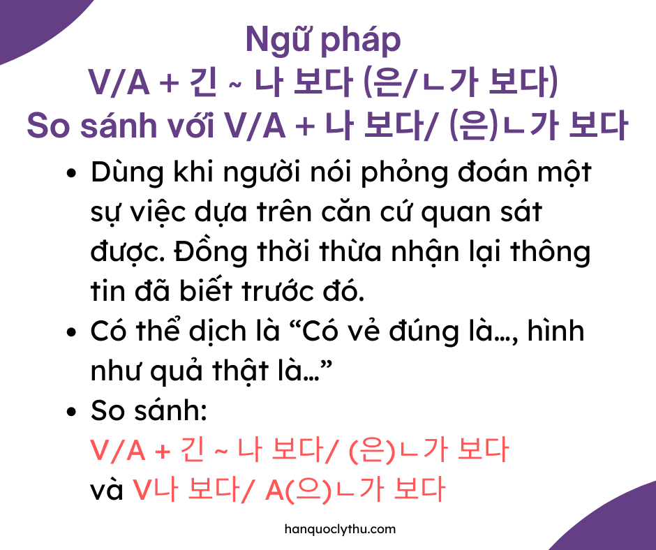 긴 ~ 나 보다, 긴 ~ (은)ㄴ가 보다