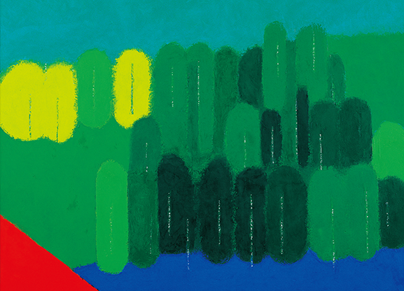 <산과 호수(Mountain and Lake)>[1979]. 캔버스에 유채, 53 × 65 cm “Mountain and Lake” (1979). Oil on canvas, 53 × 65 cm.