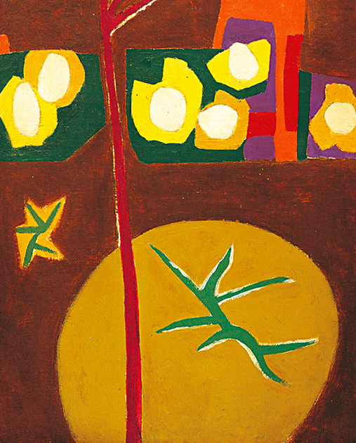 <직선이 있는 구도>[1949]. 캔버스에 유채, 53 x 45.5 cm. Tranh “Cấu trúc những đường thẳng” (1949). Tranh sơn dầu trên vải canvas, 53 x 45,5 cm.