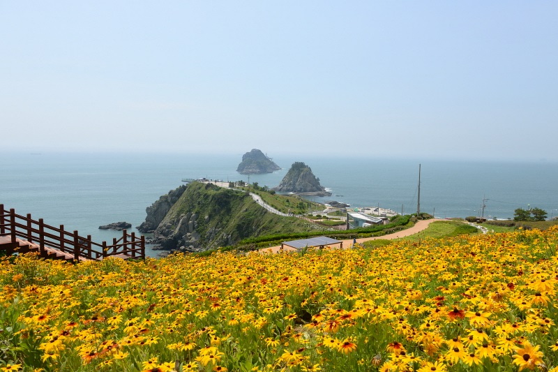 ▲ 해파랑길과 남파랑길 시작점인 부산 오륙도 해맞이공원. Công viên mặt trời mọc Oryukdo ở thành phố Busan là điểm khởi đầu của “Đường mòn Haeparang” và “Đường mòn Namparang”. (Ảnh: Trang web durunubi)