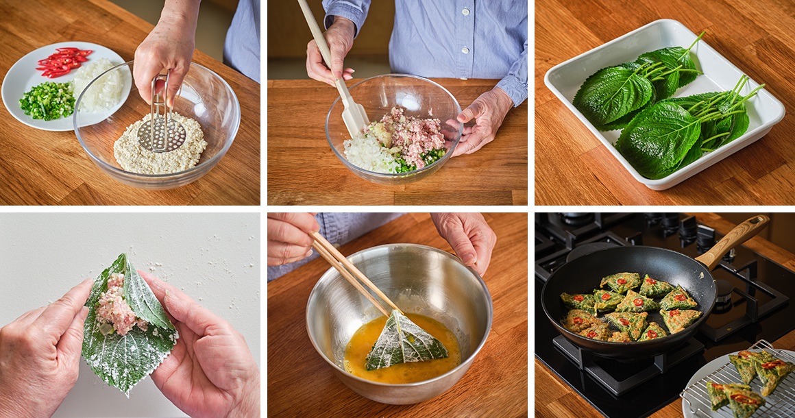 Cách làm món Kkaennipjeon (깻잎전) – Lá mè chiên kèm nhân thịt