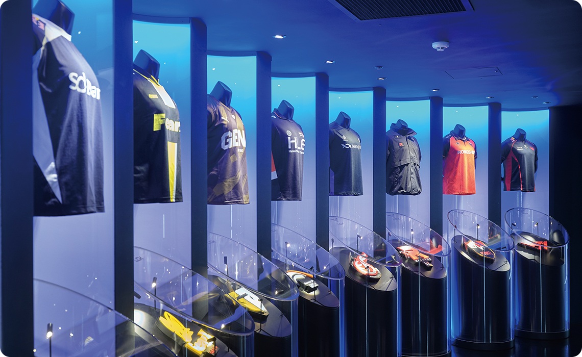 The logos and team uniforms of the 10 teams participating in the 2024 LCK are on display