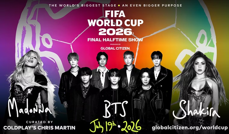 ▲ 오는 7월 19일(현지 시간) 2026 FIFA 북중미 월드컵 결승전 하프타임쇼에 출연하는 아티스트. Các nghệ sĩ sẽ biểu diễn trong chương trình giữa hiệp trận chung kết 2026 FIFA World Cup khu vực Bắc Trung Mỹ vào ngày 19/7 tới (giờ địa phương). Ảnh: Liên đoàn Bóng đá Thế giới (FIFA - 국제축구연맹).