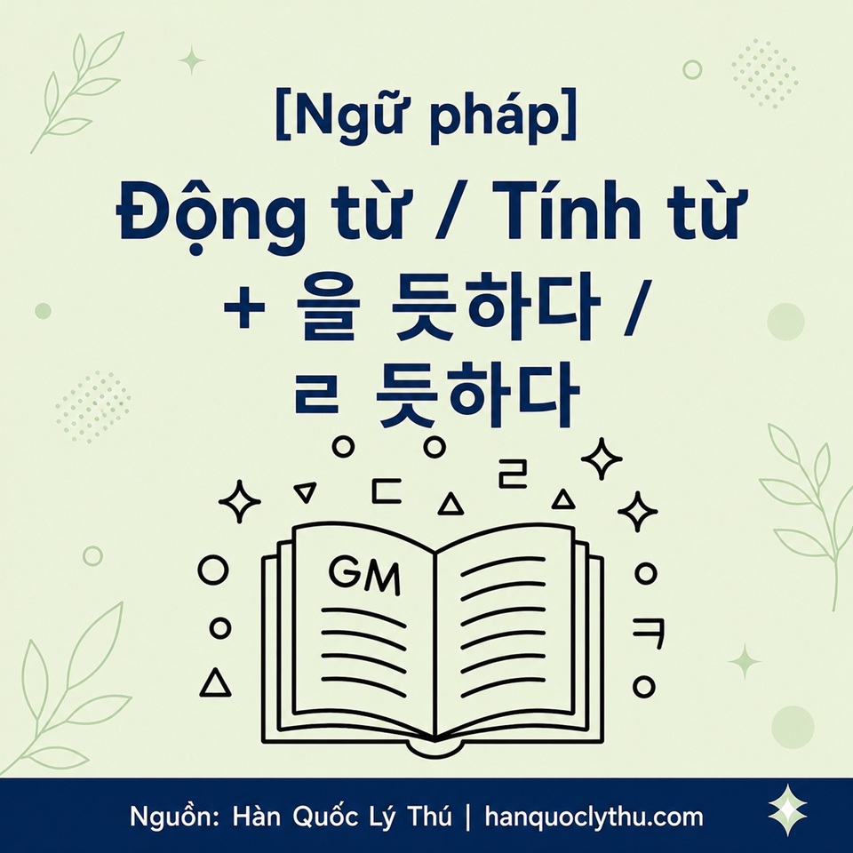 Động từ/Tính từ + 을 듯하다 / ㄹ 듯하다